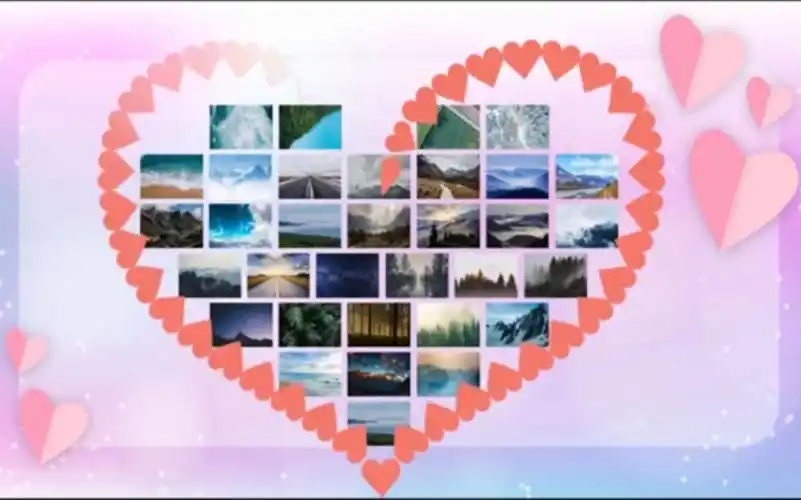 ppt技巧,让图片从屏幕飞出,制作成心形照片墙.