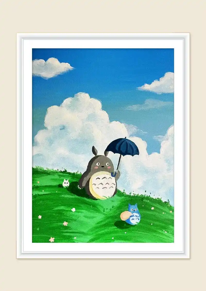 龙猫.适合:7 岁—9 岁宝贝 材料:油画板,丙烯颜料,水粉 - 抖音