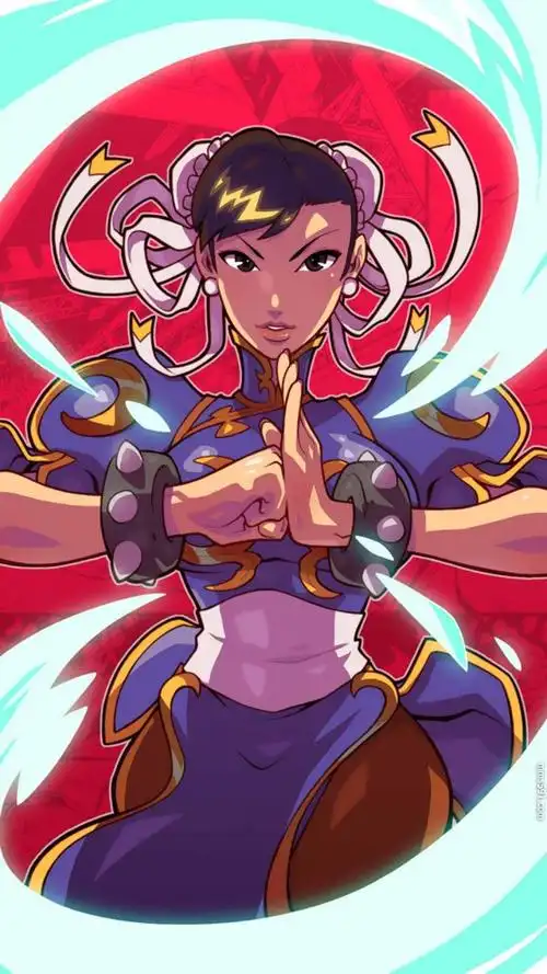 街头霸王来自中国的女性角色春丽肌肉手机壁纸图片竖屏1080(2)