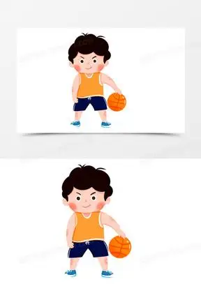 卡通手绘小男生拍球元素