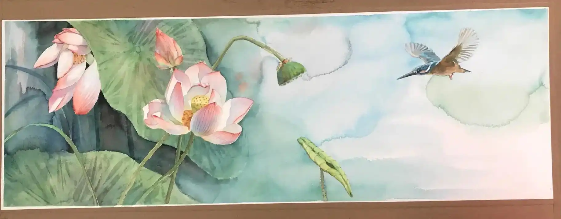 水彩荷花朋友说这是带着老干部味儿的画