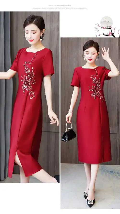 女儿结婚妈妈穿的衣服夏天小个子夏季喜婆婆婚礼服加肥加大码婚礼婆婆