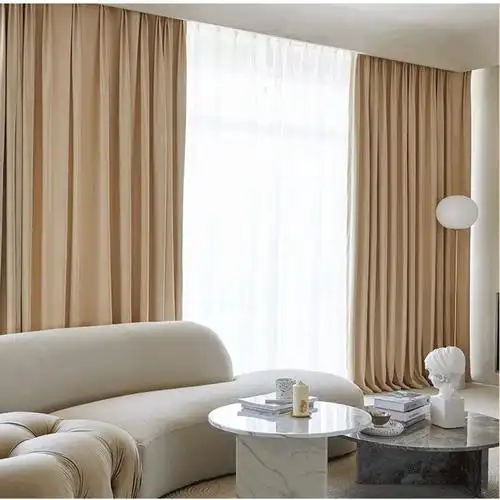 奶茶色窗帘新款澳洲羊毛绒布料卧室客厅北欧加厚遮光窗帘布艺批发