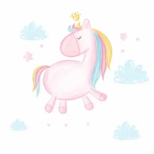 彩绘涂鸦风格可爱的卡通粉红小马png图片免抠矢量素材