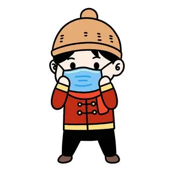 卡通男孩过年戴口罩动图gif
