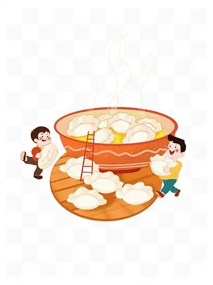 饺子冬至卡通 i>人 /i> i>物 /i>碗美食包饺子手绘简约