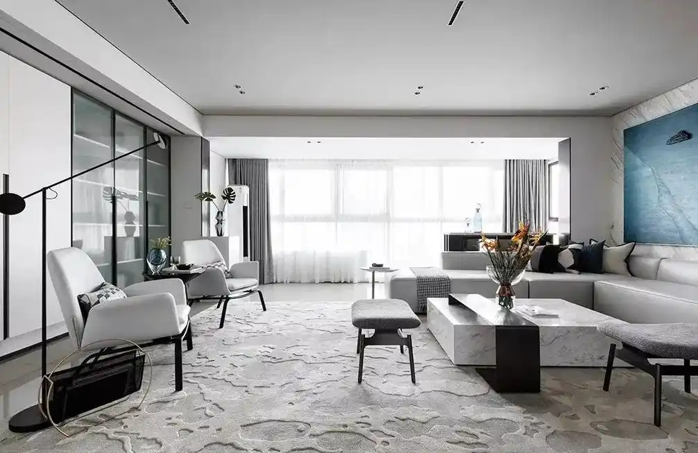 高级灰 蓝调写意美学空间.本案从空间布局和界限上突破常规思路 - 抖