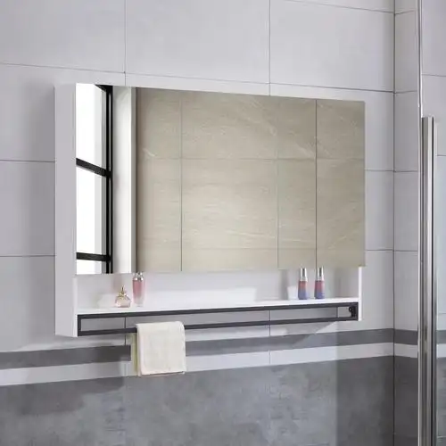 实木浴室镜柜壁挂墙式卫生间化妆镜箱厕所收纳储物镜面柜带置物架