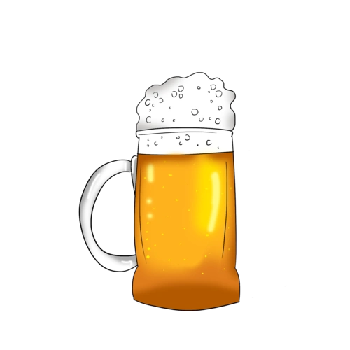 手绘夏日饮料啤酒杯插画图片