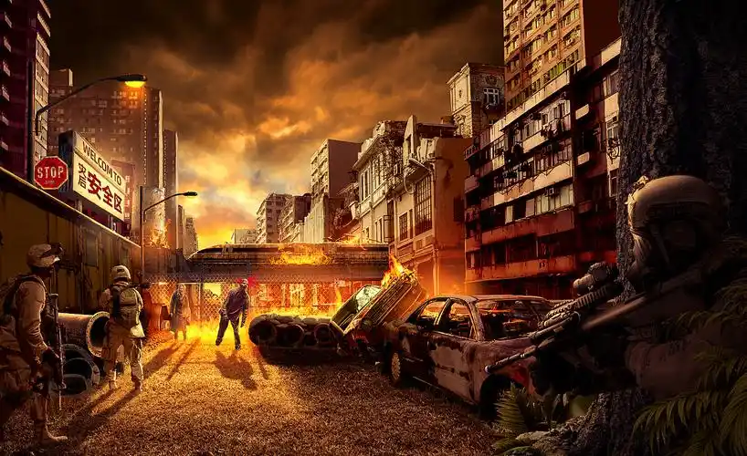 设计狗原创末日安全区丧尸来袭场景合成|平面|海报|设计狗tot - 原创