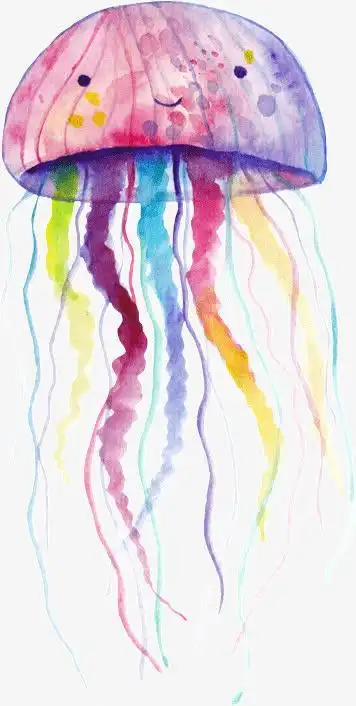 水母简笔画卡通彩色 简笔画图片大全-普车都