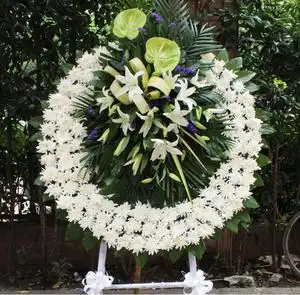 北京花圈鲜花同城速递丧事花圈花篮祭奠白事菊花悼念殡仪上海花店