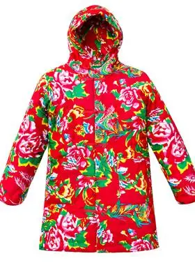 中长款民族风纯棉东北大花布花棉袄男女棉花手工棉衣加厚复古定做