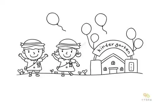 开学季宝宝去上学简笔画