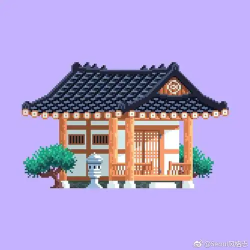 像素画师olin描绘的各式各样可爱的小房子以像素为基本单位