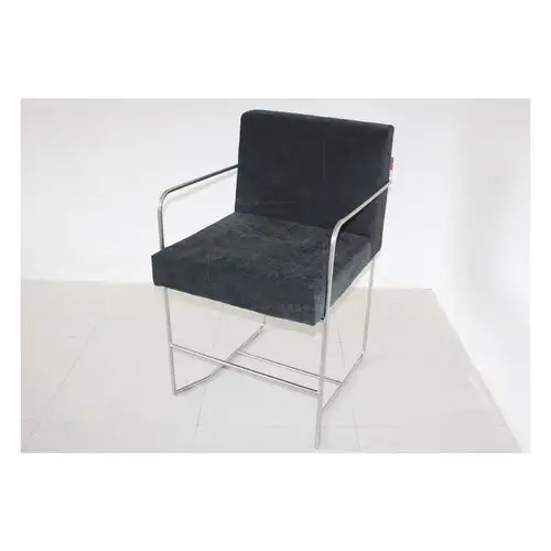 工厂来图一件定做现代简约不锈钢架家用办公深灰色绒布电脑椅整装