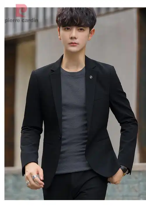 皮尔卡丹品牌高档男装夏季薄休闲小西装外套男士韩版修身灰色上衣正装