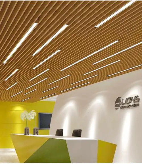 格栅灯长条形 办公室铝方通专用led灯木纹方通灯格栅吊顶条形灯5cm吸