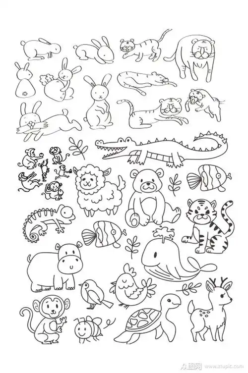 简约动物简笔画素材