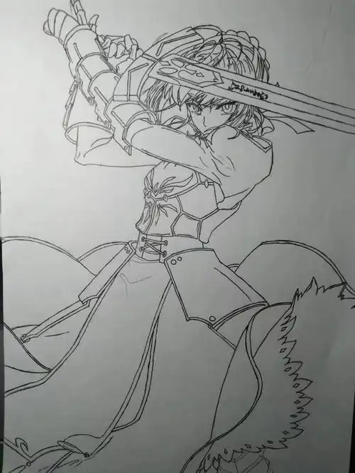 纯手绘saber临摹