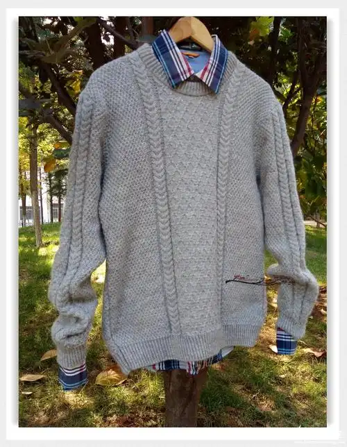 男士棒针绞花套头毛衣-编织人生移动门户