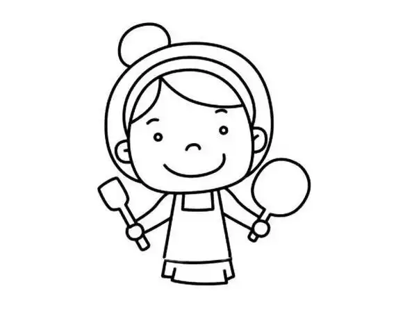 妈妈端锅简笔画