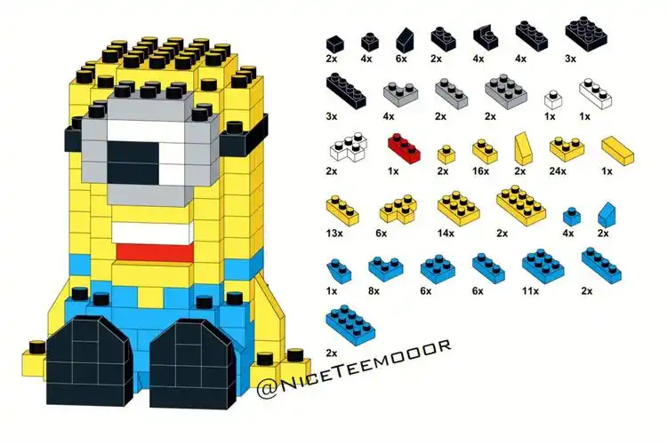 小黄人积木附图纸微钻颗粒积木