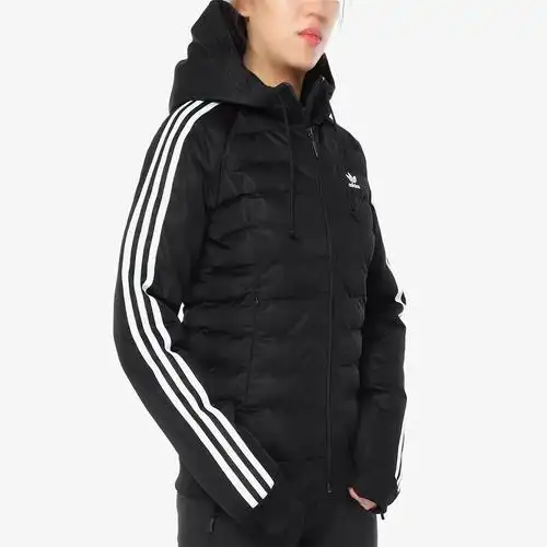 adidas阿迪达斯正品三叶草女子2020新款防风连帽棉服运动茄克
