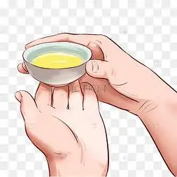 手绘人物手拿茶杯泡茶