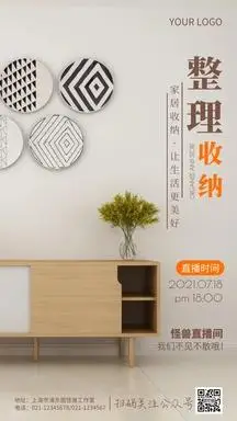 手机海报正版整理收纳教学直播课程宣传竖版海报正版海报家庭收纳整