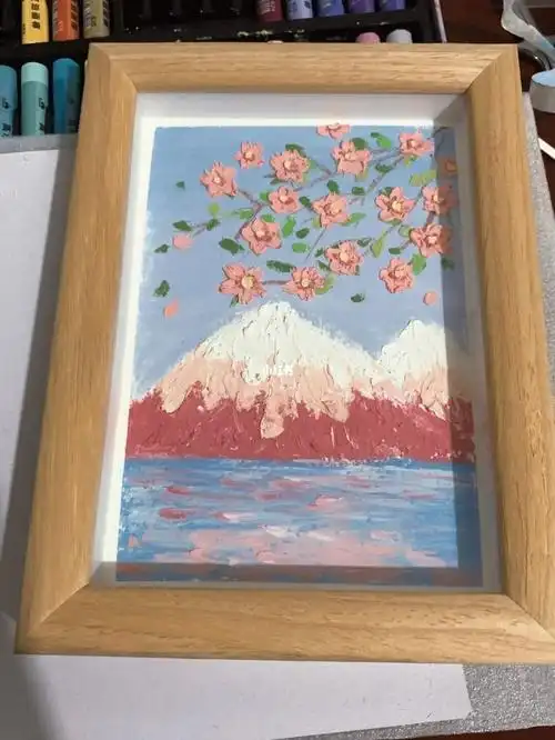 油画棒富士山樱花