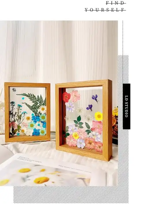 干花相框diy手工压花相框材料中空摆台透明立体干花标本双面玻璃创意