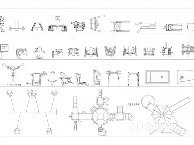 健身器材平面图库cad图纸