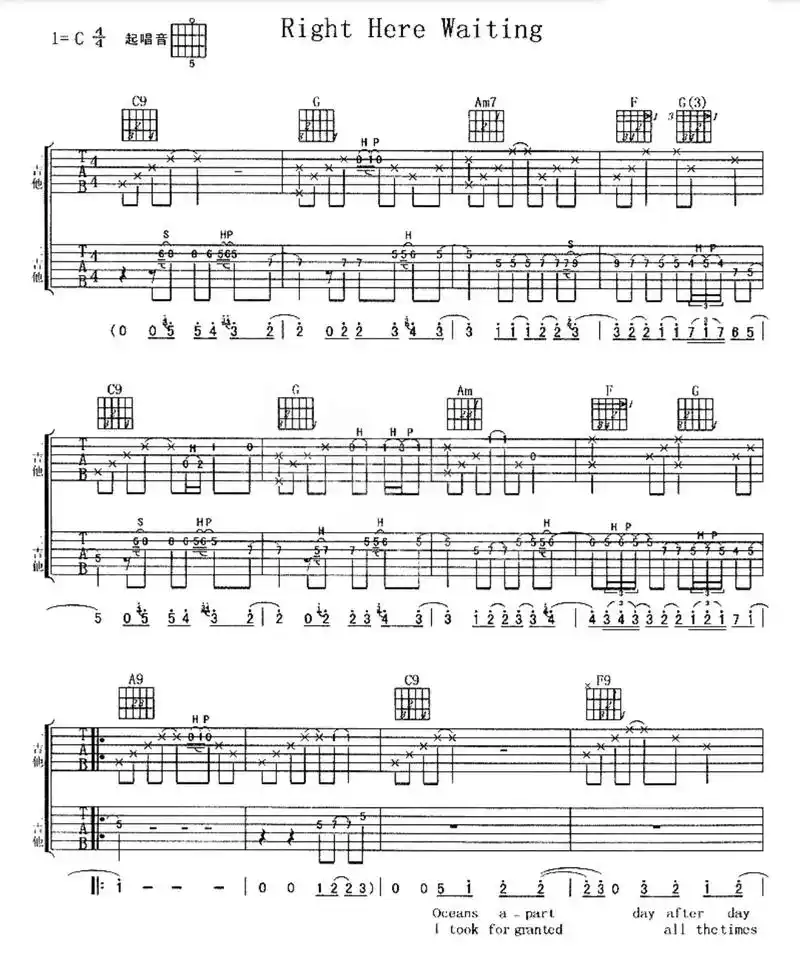 此情可待.#吉他谱rightherewaiting(此情可待 - 抖音