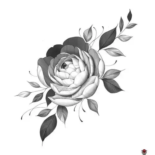 黑灰小图纹身手稿素花