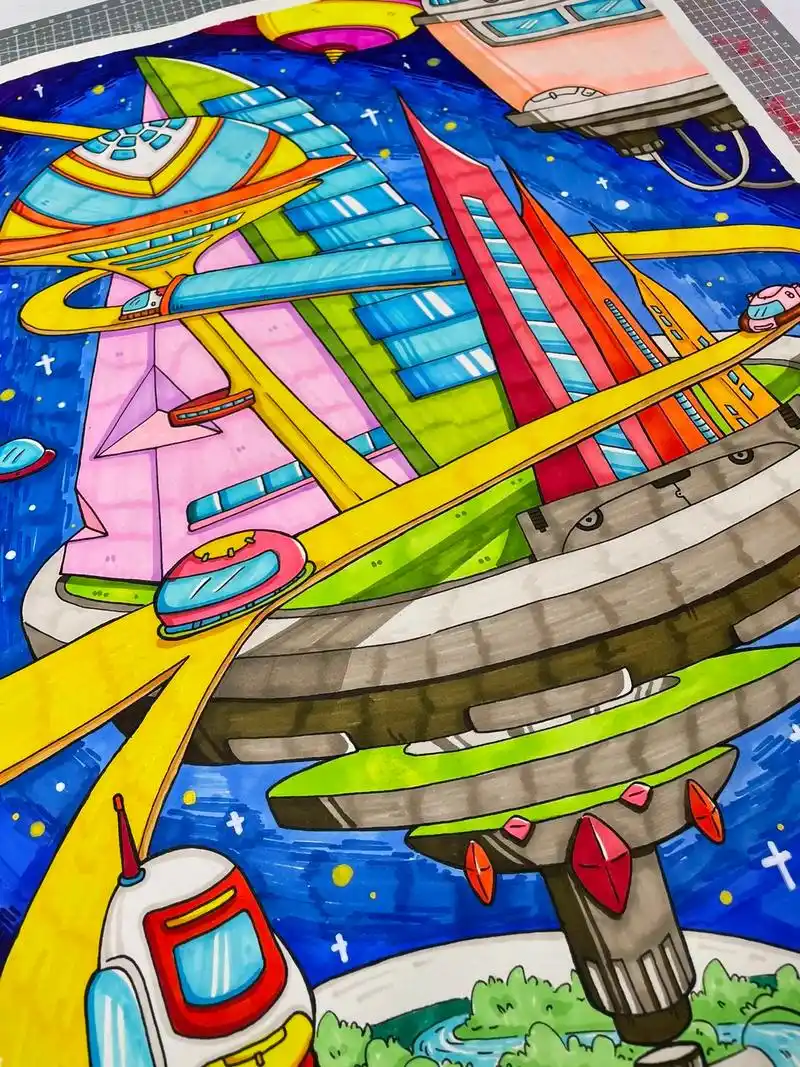 科技幻想画,未来城市.科幻画来喽,是谁要的稍微复杂点的科幻画 - 抖音