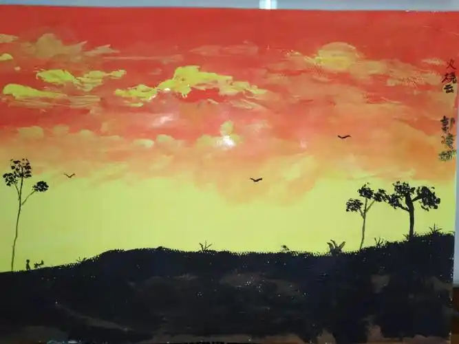 大风车水粉入门班《火烧云》