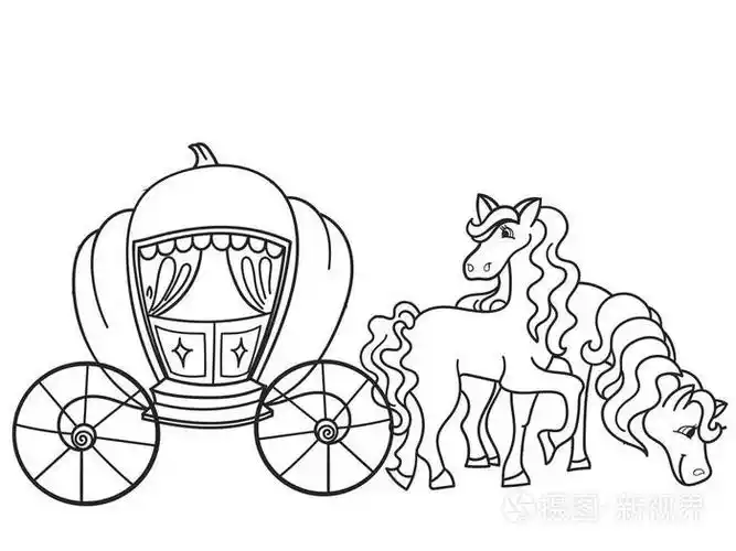 马车南瓜和马为国王运输儿童着色光栅