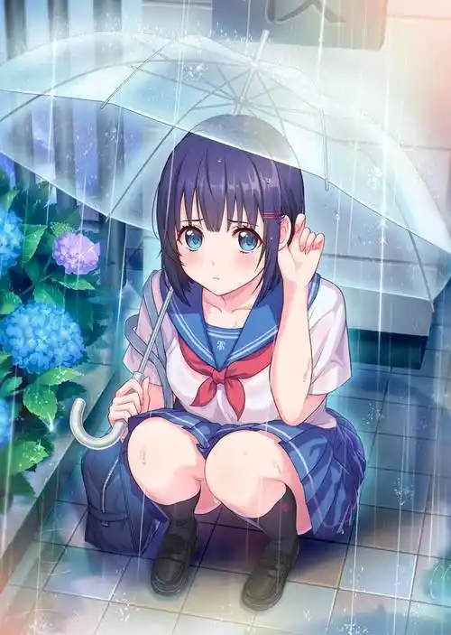 雨の日に君を待つ|mizonomao的水手服jk短裙少女插画图片