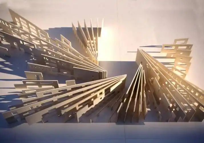 他的建筑把几何元素运用到极致,手绘草图还作为艺术品展出