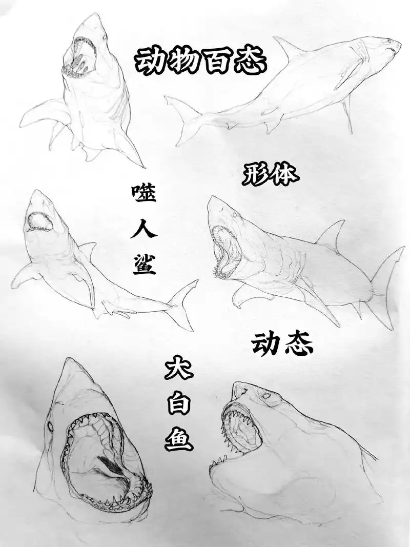 大白鲨.#画画 #手绘 #一起学画画 #因为热爱所以坚持 # - 抖音