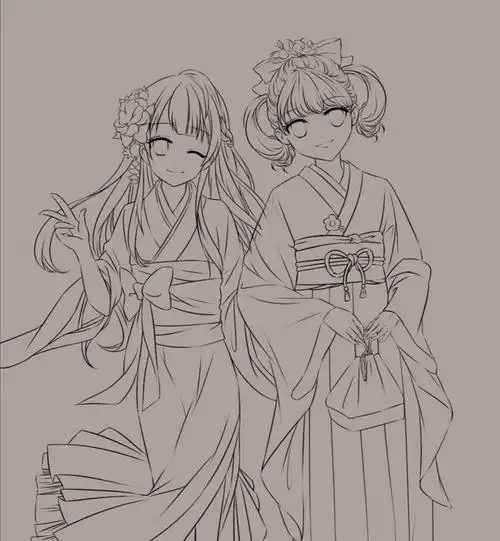 《和服少女》绘制过程