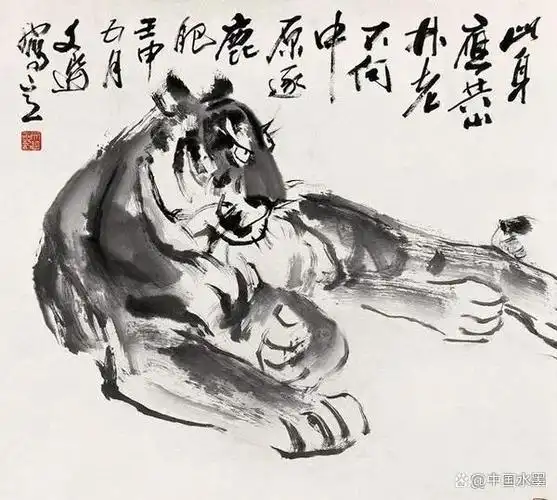 虎年赏虎国画大写意名家汤文选笔下的水墨老虎