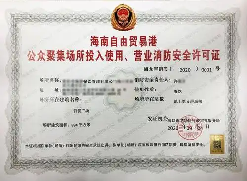 海南发出首张综合审批自贸港消防安全许可证