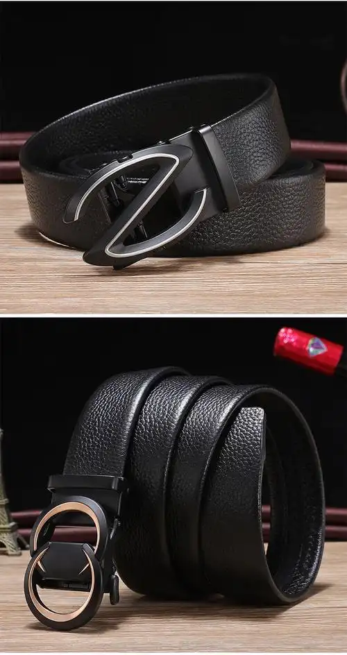 层牛皮腰带男士自动扣皮带休闲商务 g金【图片 价格 品牌 报价】-京东
