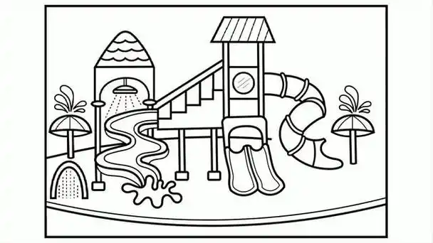 怎么画卡通游乐园矢量简笔画游乐场的场景简笔画图片大全(游乐场简笔