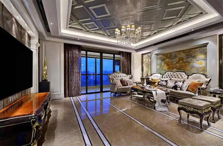 大户型新古典装修客厅吊顶设计