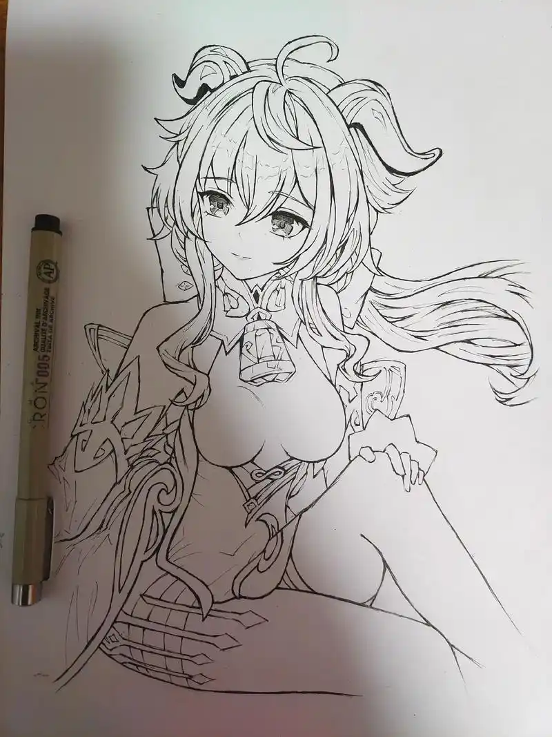 画一只王小美.#千朵玫瑰带来的黎明 #甘雨 #手绘 #原神 - 抖音