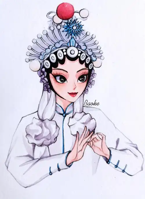 京剧人物手绘插画