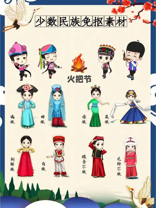 少数民族免抠素材民族风服饰插画分享